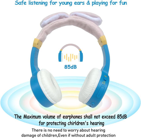 Kids Bluetooth Headphones with 85dB Safe Volume Limit HD Sound Sharing Function with SD Card Slot Headphones for School Toddler Headset for On-lin...
