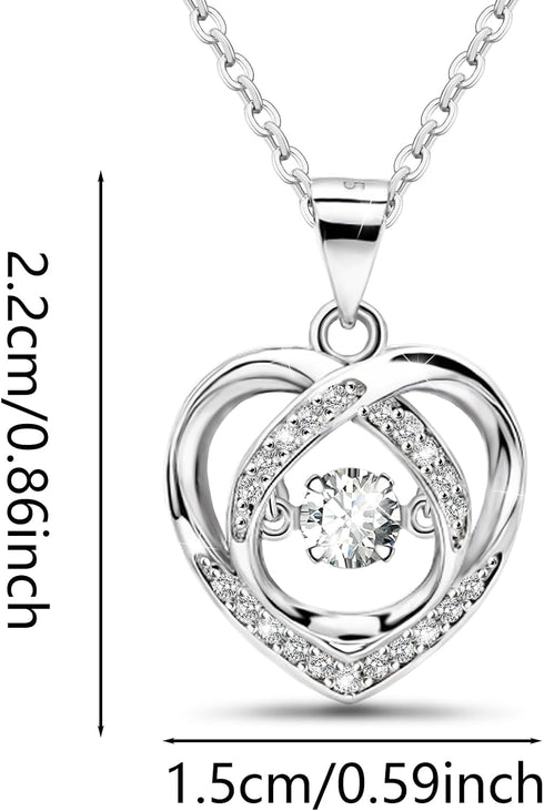 Sterling Silver Heart Necklace for Women Beating Love Heart Necklace Shiny Cubic Zirconia Dancing CZ Adjustable Chain Necklace for Daughter Mother...