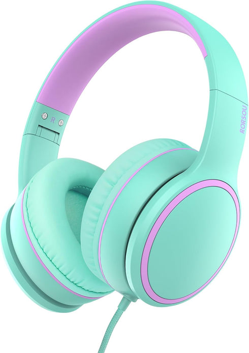 RORSOU R10 On-Ear Headphones with Microphone • Lightweight Folding Stereo Bass Headphones • with 1.5M No-Tangle Cord • Portable Wired Headphones •...