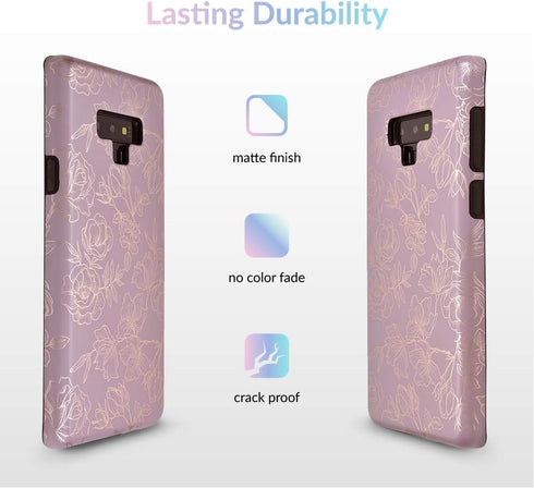 Velvet Caviar compatible with Samsung Galaxy Note 9 Case Floral for Women & Girls - Cute Protective Phone Cases (Purple Rose Gold Flowers)...