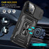 for iPhone 15 Pro Case with 2Tempered Glass Screen Protector,iPhone 15 Pro Kickstand Case with Slide Camera Cover &360°Ring Stand Magnetic Shockpr...