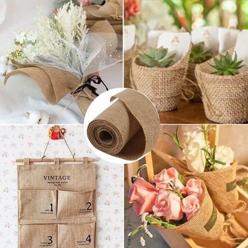 YIJUANGFA Natural Brown Burlap Fabric Roll, 20 inches x 5.5 Yards (16.4 ft), Super Soft, for Crafts, Gift Wrapping, Wrapping Packing Flowers Bouqu...