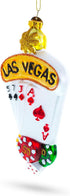 Las Vegas Casino with Playing Cards & Chips Blown Glass Christmas Ornament...