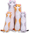 Cute Cat Plush Long Body Pillow Cuddle Cartoon Stuffed Animals Cat Plushie Soft Doll Pillows Gifts for Kids Girls (Gray, 19 Inches), 1 Count (Pack...