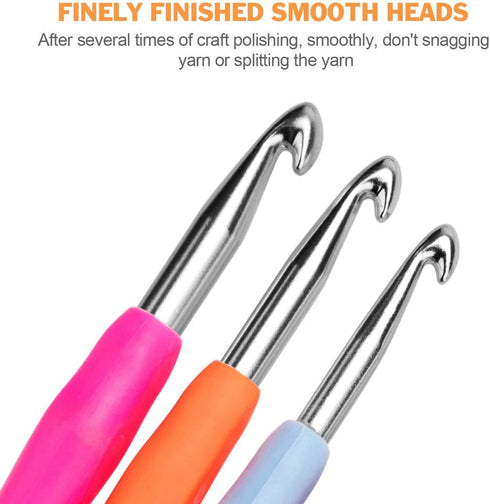 BCMRUN Crochet Hooks Set,14 Pcs 2.25mm(B)-10mm(N) Ergonomic Soft Grip Handles,Smooth Knitting Needles Kit with Bag for Arthritic Hands,Extra Long?...