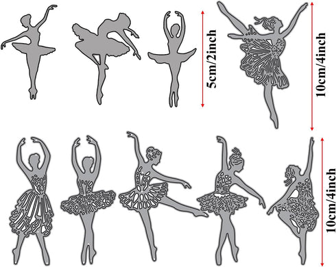 9 Pieces BALLET DANCER Cutting Dies, Dance Metal Stencil for Cards Making,DIY Scrapbook,Handmade Invitation Card Postcard,Release Stress,Embossing...