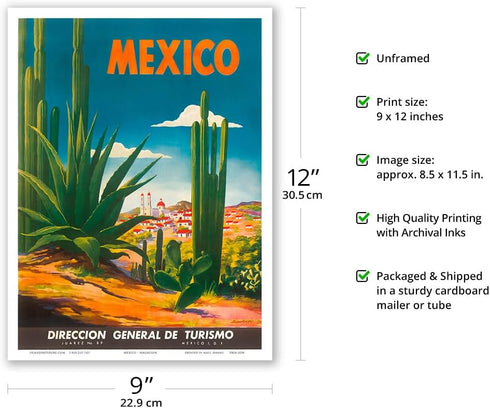 Mexico - Ciudad Juarez Chihuahua - Direccion General de Turismo (Department of Tourism) - Vintage Travel Poster by Magallón c.1948 - Master Art Pr...