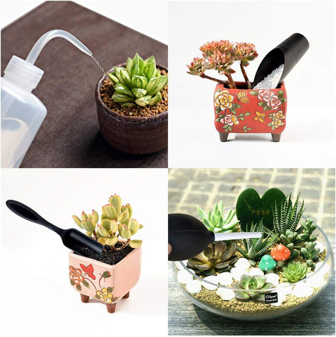 Succulent Plants Tools,Mini Garden Hand Transplanting Succulent Tools Miniature Planting,Set for Indoor Miniature Fairy Garden Plant Care (15pcs T...
