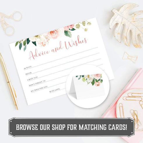 Set of 50 Advice and Wishes Cards - Double Sided Floral Cards, Perfect for the Bride and Groom, Baby Shower, Bridal Shower, Wedding Shower, Gradua...