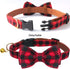 KUDES Plaid Dog Collar with Bow, 2 Pack/Set Adjustable Dog Bow Tie Collars with Bell, Best Pet Gift for Small Medium Large Girl and Boy Dogs, Red ...