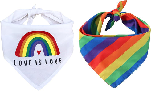 Tinsow 2 Pcs Dog Bandanas Gay Pride Rainbow Bandanas Cotton Handkerchiefs Party Supply Pet Bandana...