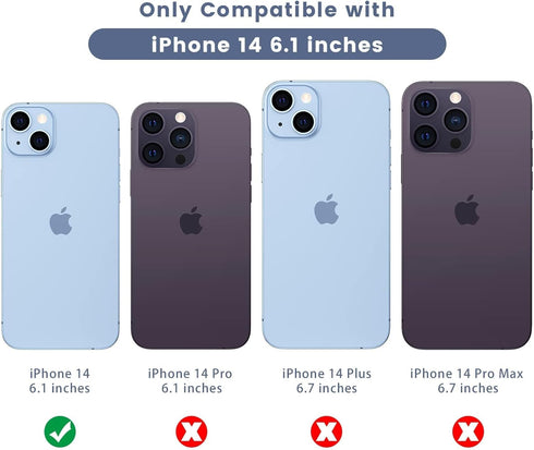 Maxdara for iPhone 14 Case & iPhone 13 Case with Slide Camera Cover & Built-in 360° Rotating Ring Kickstand & Glass Screen Protector Protective Co...