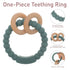 Baby Teether, One Piece Design Silicone & Beech Teething Ring Toy for Babies, BPA Free (Light Grey)...