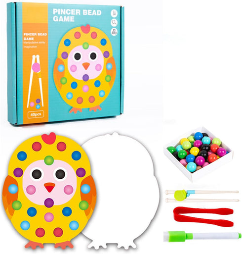 shenhailan Montessori Wooden Clip Bead Board Game Fine Motor Skills Toys for Boys and Girls 3 4 5 Years Old (Chicken) MC-189...