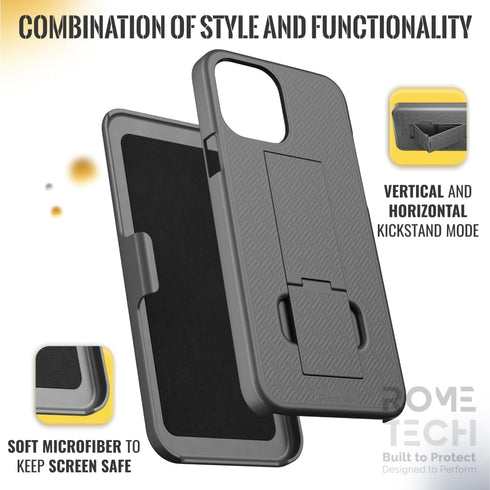 for Apple iPhone 15 Pro Max Case with Belt Clip Holster, Kickstand Slim Cover Phone Case for iPhone 15 Pro Max - Black......