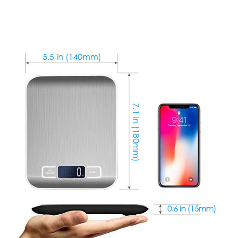 Digital Kitchen Scale,Food Scale for Meat Baking Weight,Unit Gram OZ lb Up 11 lb(1g-5KG),Silver Stainless Steel Anti-Fingerprint with Accuracy LCD...