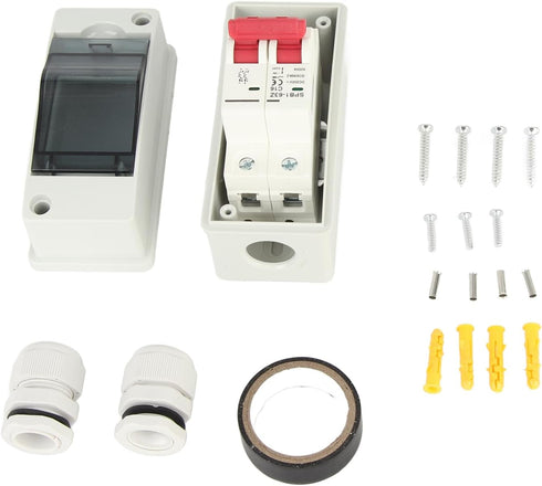 Miniature Circuit Breaker for Solar Panels Outdoor Waterproof Solar Disconnect Switch with IP65 Rating DIN Rail Enclosure and RV Breaker Box for D...