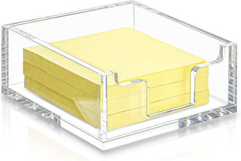 Acrylic Sticky Note Holder 3.94 x 3.94 Clear Acrylic Notepad Holder Acrylic Sticky Note Dispenser Sticky Notepad Holder for Desk Organizer Office ...