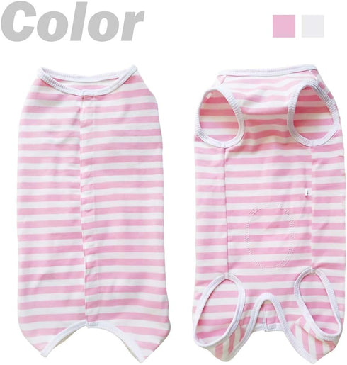 Dog Recovery Suit Post Surgery Shirt for Puppy, Wound Protective Clothes for Animals(pink white stripe-XL)...
