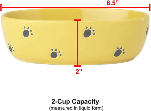 PetRageous 10300 Silly Kitty Oval Dishwasher Safe Stoneware Cat Bowl 6.5-Inch Long 4-Inch Wide 2-Inch Tall 2-Cups Capacity for Cats with Silly Kit...