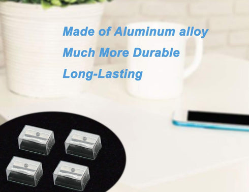 WEKOL Metal Dual Pencil Sharpener Aluminum alloy Manual Sharpeners with Acrylic Cover,4Pcs Sharpener Blades Included,Silver...