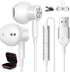 USB Headphone for PC Laptop Magnetic Wired Earbuds Computer Headset with Microphone Control Mute Mic Lightweight Noise Canceling in-Ear Corded Gam...