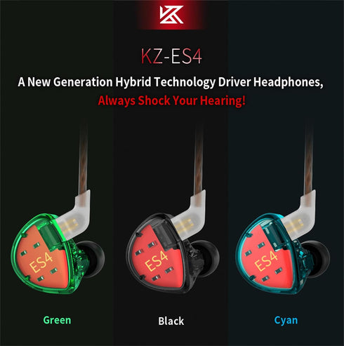 KZ ES4 Wired in Ear Headphones, High Resolution IEM Noise Cancelling KZ Earbuds Ergonomic Comfortable Gaming Earbuds HiFi Bass in Ear Monitor with...