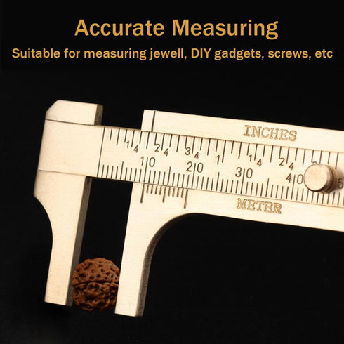 Brass Pocket Caliper with Double Scale Sliding Gauge Bead Measuring Tool Millimeter Gauge Mini Brass Vernier Caliper Brass Ruler, Gold Ruler for M...