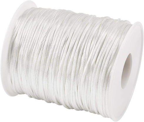 Pandahall Rattail Satin Cord 1.5mm White Polyester Trim Thread for Chinese Knot Kumihimo Macramé Scrapbooking Jewelry Making DIY Crafts Supplies 1...