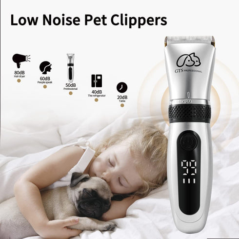 GTS Pet Clippers Professional Dog Grooming kit Adjustable Low Noise High Power Rechargeable Cordless Pet Grooming Tools, Hair Trimmers for Dogs an...