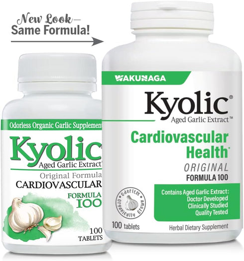 Kyolic Aged Garlic Extract Formula 100, Original Cardiovascular, 100 Tablets (Packaging May Vary)...