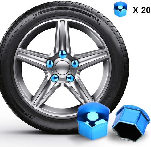 ikasus Car Wheel Nut Caps,21mm Wheel Nut Protector Cap ABS Hub Screw Bolt Head Cover Universal Universal Hubcap Wheel Covers For Cars,Blue...