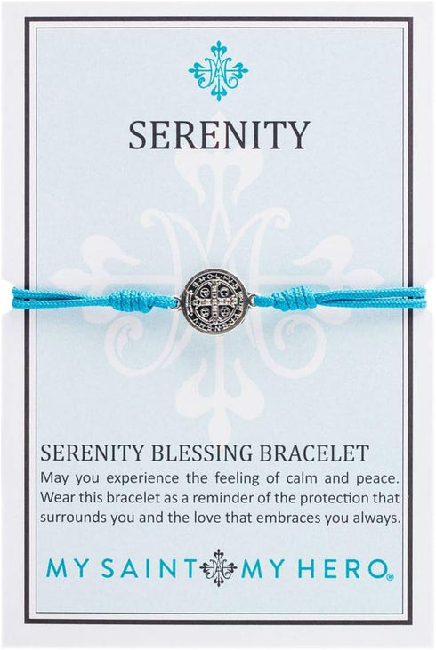 My Saint My Hero - Serenity Blessing Bracelet - Silver-Tone Medal on Turquoise Cording...