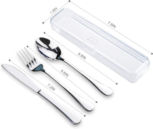 4PCS Premium Travel Utensils With Case, Stainless Steel Reusable Portable Utensils Set With Case, Lengnoyp Travel Silverware Set With Case for Lun...