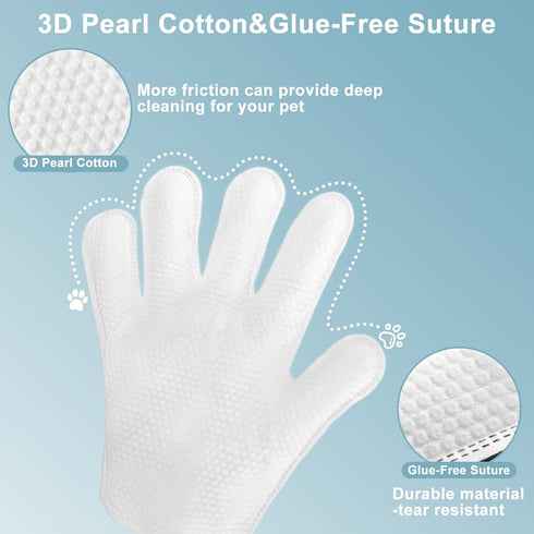 GJEASE Pet Cleaning Bathing Wipe Gloves for Dogs & Cats,Extra Thick Nourish Fur Grooming Wipe Gloves for Face and Paws & Butt,Pet Wipe Gloves Clea...