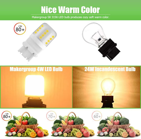 S8 3156 Wedge Base LED Light Bulbs 12VAC/DC Low Voltage Water Resistant Design for Outdoor Landscape Lighting Pathway Driveway Lights 4W Warm Whit...