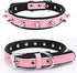Cool Genuine Leather Spiked Studded Dog Pet Collars for Small Medium Dogs Cats Puppies,Pink,S:(Neck 10.5-13")...