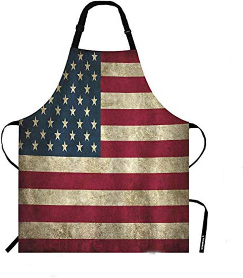 WONDERTIFY Rustic Usa Flag Vintage American Patriotic Us Flgas Apron, Bib Apron with Adjustable Neck for Men Women,Suitable for Home Kitchen Cooki...