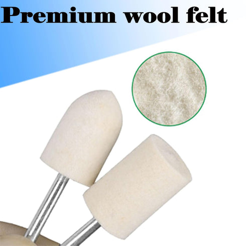 Luo ke 24 Pcs Wool Felt Polishing Bits - 3/32'' Shank Wool Felt Buffing Polishing Kits for Rotary Tools includes Dremel...