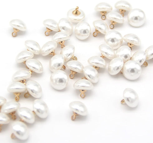 10mm Mushroom Semicircle White Faux Pearl Buttons for Sewing, Shirts, Skirts, Wedding Dresses, Jewelry Decorations, DIY Crafts (40pcs 10mm(0.394in...