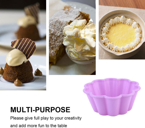 10 Pcs Moldes Para Gelatinas 2.8in Flower Silicone Baking Cups Silicone Donut Molds for Baking Egg Tart Mold Silicone Cupcake Molds...