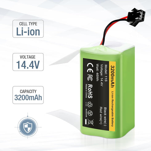 3.2Ah 14.4V Replacement for Eufy 11s Battery Li-ion Compatible with Ecovacs Deebot N79S DN622 Tesvor X500 Eufy RoboVac 11 30 15C 35C R500 RV750 Am...