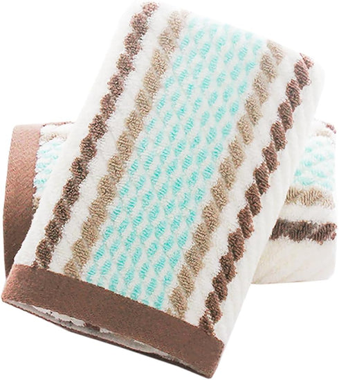 Pidada Hand Towels Set of 2 Striped Pattern 100% Cotton Soft Absorbent Decorative Towel for Bathroom (Brown)...