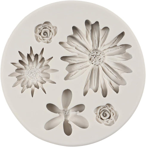 Chrysanthemum Flower Silicone Mold Daisy Flower Fondant Molds for Flower Cake Decoration Cupcake Topper Chocolate Candy Polymer Clay Gum Paste...