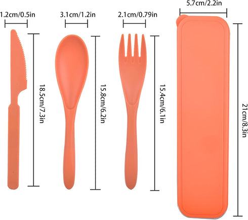 Reusable Travel Utensils Set with Case, 4 Sets Plastic Portable Knife Fork Spoons Tableware for Kids Adults Travel Picnic Camping Utensils...