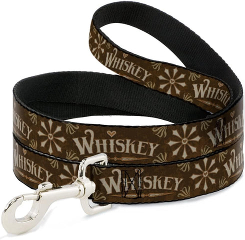 Buckle-Down Pet Leash, Dog Leash, Western Whiskey Heart Repeat Browns Tan, 4 Feet Long 1.0 Inch Wide...