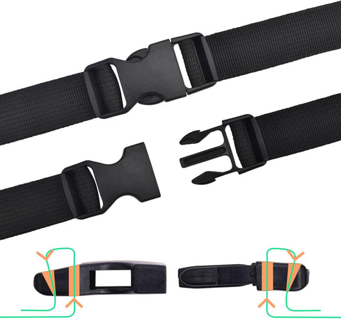 5 Pack 1" Side Release Buckle Dual Adjustable 5 Yards 1" PP Strap Webbing Outdoor Camping Backpack Sleeping Bag Tent Belt Tied Band Accessories #C...