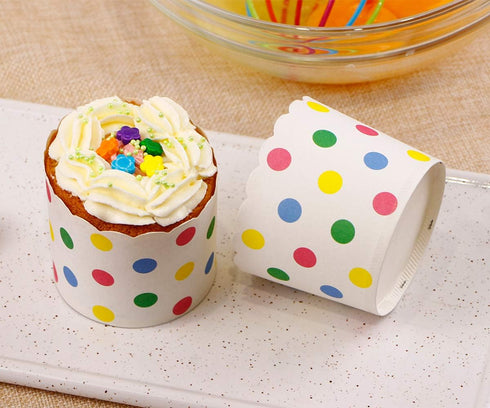 Webake Large Paper Baking Cup, 6oz Disposable Cupcake Muffin Cases, Jumbo Cupcake Liners, Set of 25 (Colorful dot)...