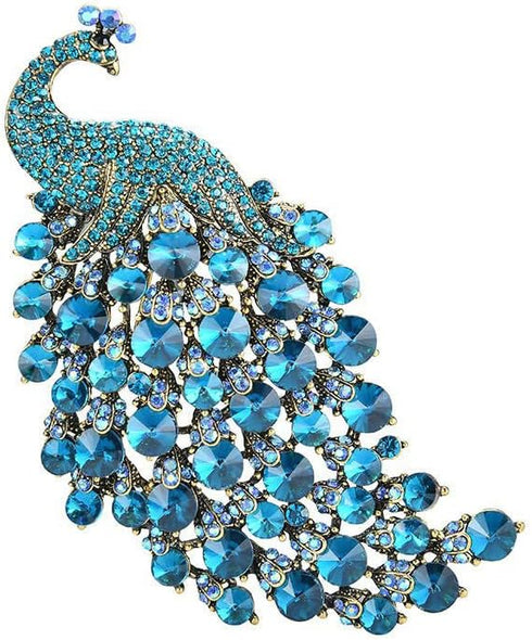Rhinestone Peacock Brooch Pin Crystal Bird Brooch Safety Pin Animal Brooch Wedding Bridal Brooches Collar Lapel Pin Badge for Dress Shirts Coat...