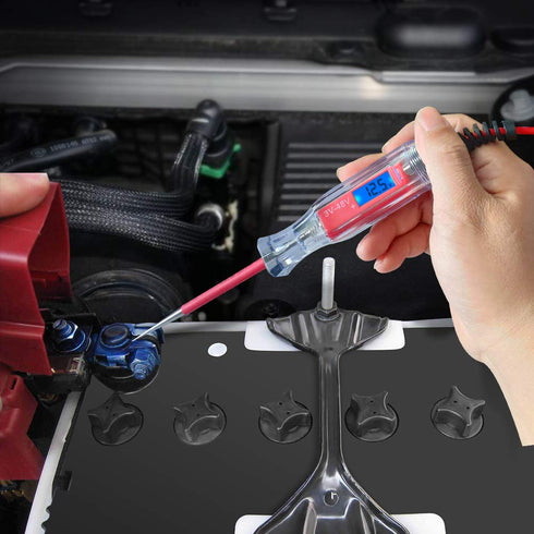 Heavy Duty 3-65V Backlit Digital LCD Circuit Tester, Test Light with 140 Inch Extended Spring Wire, Car Truck Low Voltage & Light Tester with Stai...
